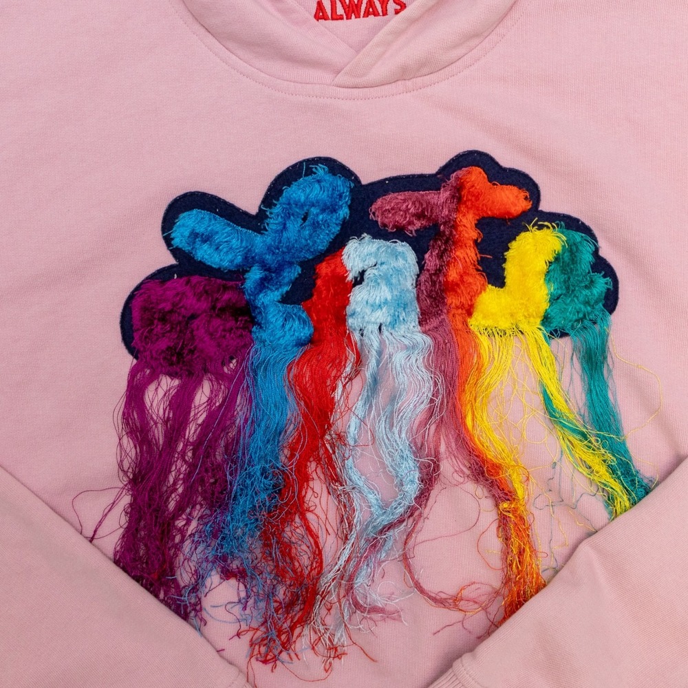 Mira Mikati Pink Cropped Hoodie with‎ Multicolor Embroidery – Size US 4 / EU 36 - Picture 6 of 7